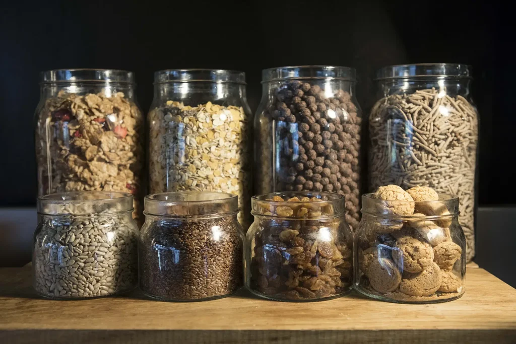 Pictured are some jars of dried fruit