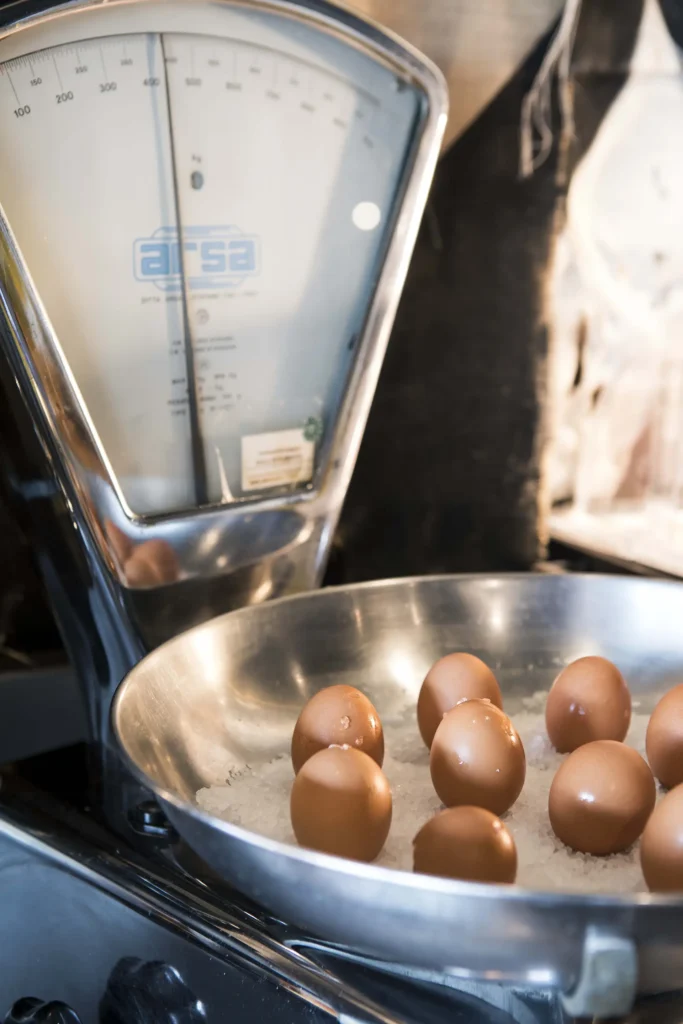 In the image some hard-boiled eggs